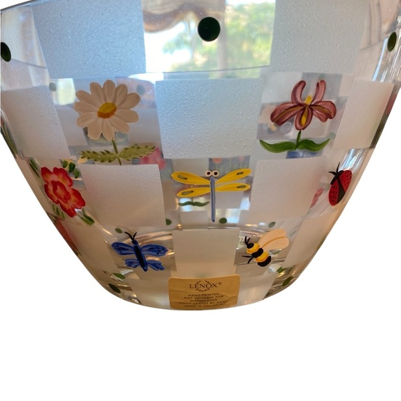 Lenox Crystal Hand painted Natures Splendor Crystal Floral & Dragonfly Bowl - Picture 3 of 12